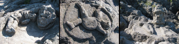 Rock sculptures by Abbé Adolphe Fouré near Rothéneuf, Brittany.