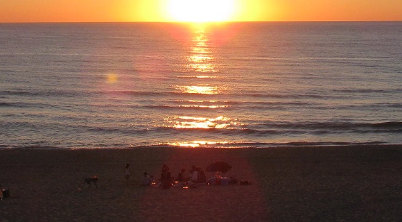 Sunset over the Bay of Biscay from Biarritz. GLK.