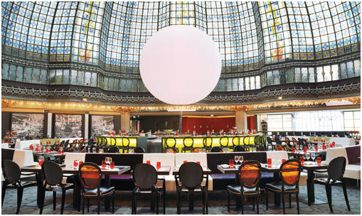 Seating beneath the dome at Printemps.