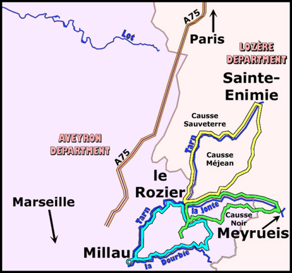 The author's cycling routes in the region.