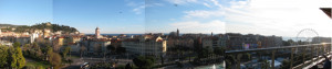 View from the Grand Hotel Aston, Nice, before sunset. Photos (montage) GLK.