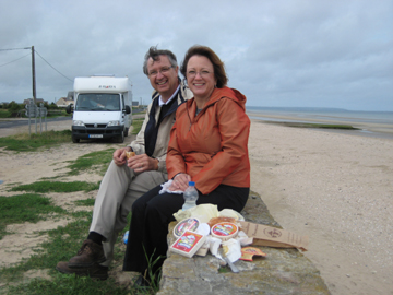 Utah Beach cheese picnic, Normandy.