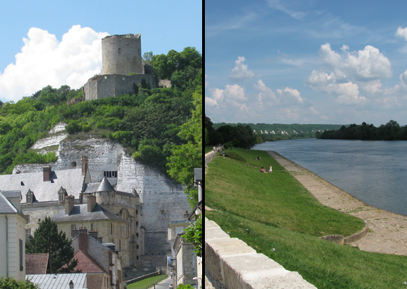 La Roche Guyon: climbing into the chateau its dungeon and walking along the Seine. Photos GLK.