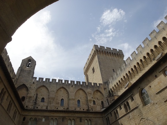 Looking up from a courtyard within the Popes' Palace. GLK