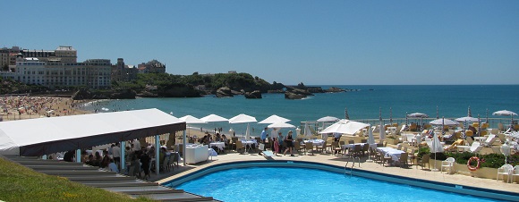 Biarritz hotels over the pool at the Hotel du Palais. GLK