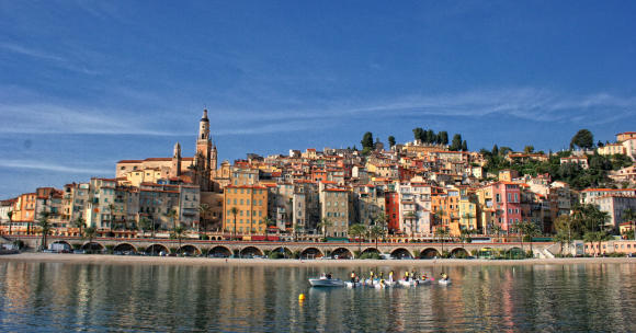 Menton, last French town on the Riviera before the Italian border.