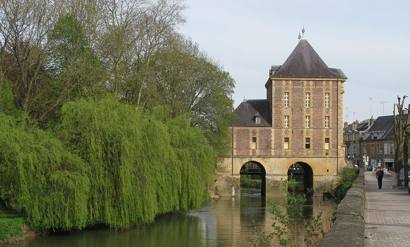 The old mill over the Meuse, now the Rimbaud Museum, viewed while standing across the street from Rimbaud's house, La Maison des Ailleurs. GLK.