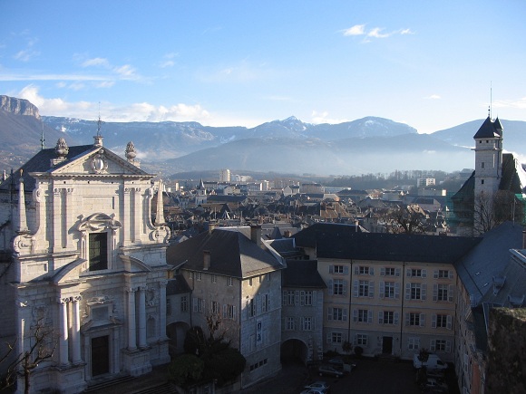 View over Chambery and the pre-Alpine Mountains from the castle walls. Photo GLKraut.