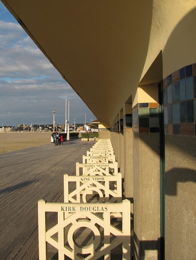 A portion of Deauville's boardwalk and walk of fame. Photo GLK.
