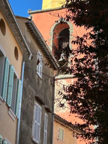The bell tower of the Notre Dame de l'Assomption in La Ponche, the Old Town of Saint Tropez. Photo Catherine Sabino.