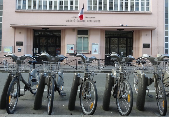 Vélib bike share station, Paris.